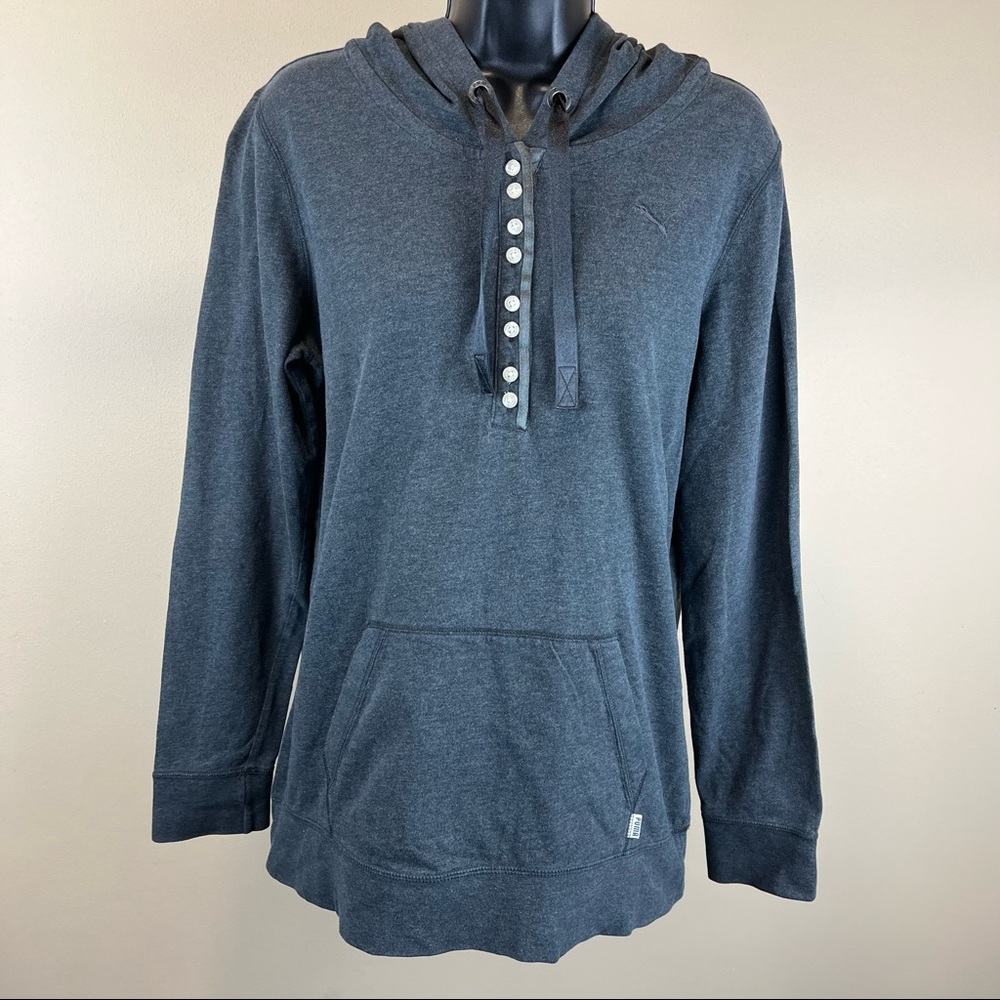 Puma Women's Dark Gray Hooded Pullover Sweatshirt